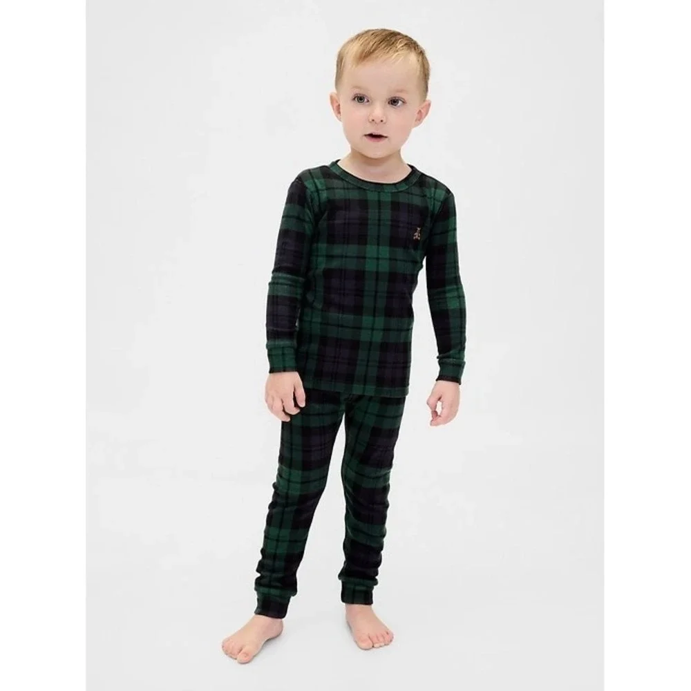 NEW Gap Kids Organic Cotton Blackwatch Plaid Holiday Pajama Set Cozy 12-18M‎
